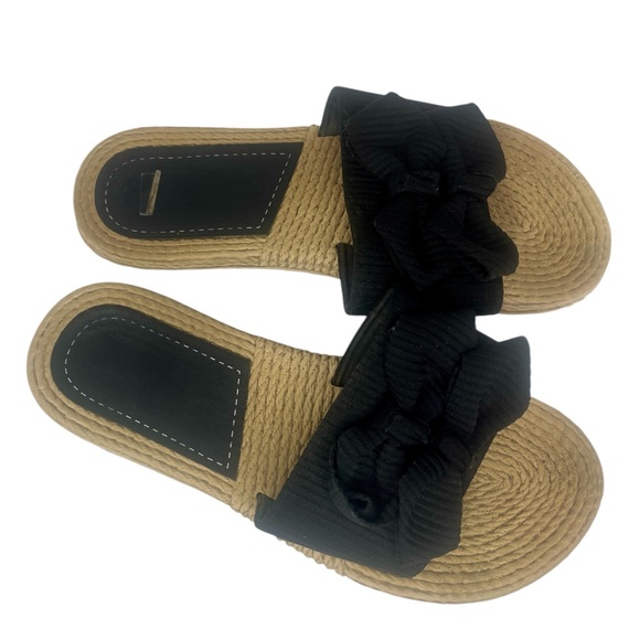 💥Black Bow Sandals – Women’s Size 8 – Cute Summer Style - Picture 4 of 11